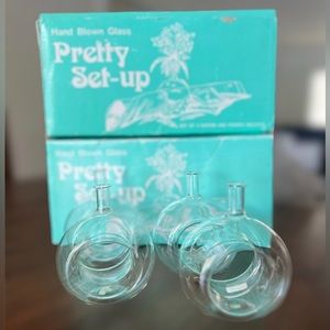 Vintage Hand Blown Glass Napkin & Flower Holder